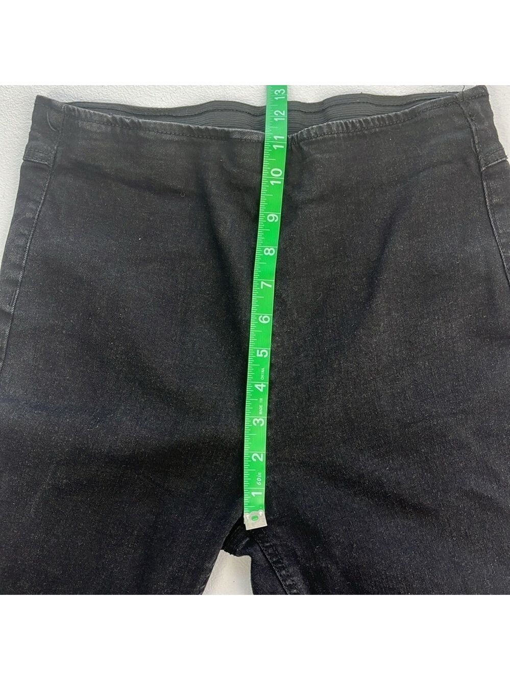 Jeans Skinny Flare Elastic Waist Pull On High Rise Stretch Denim Black 30 - Picture 9 of 11